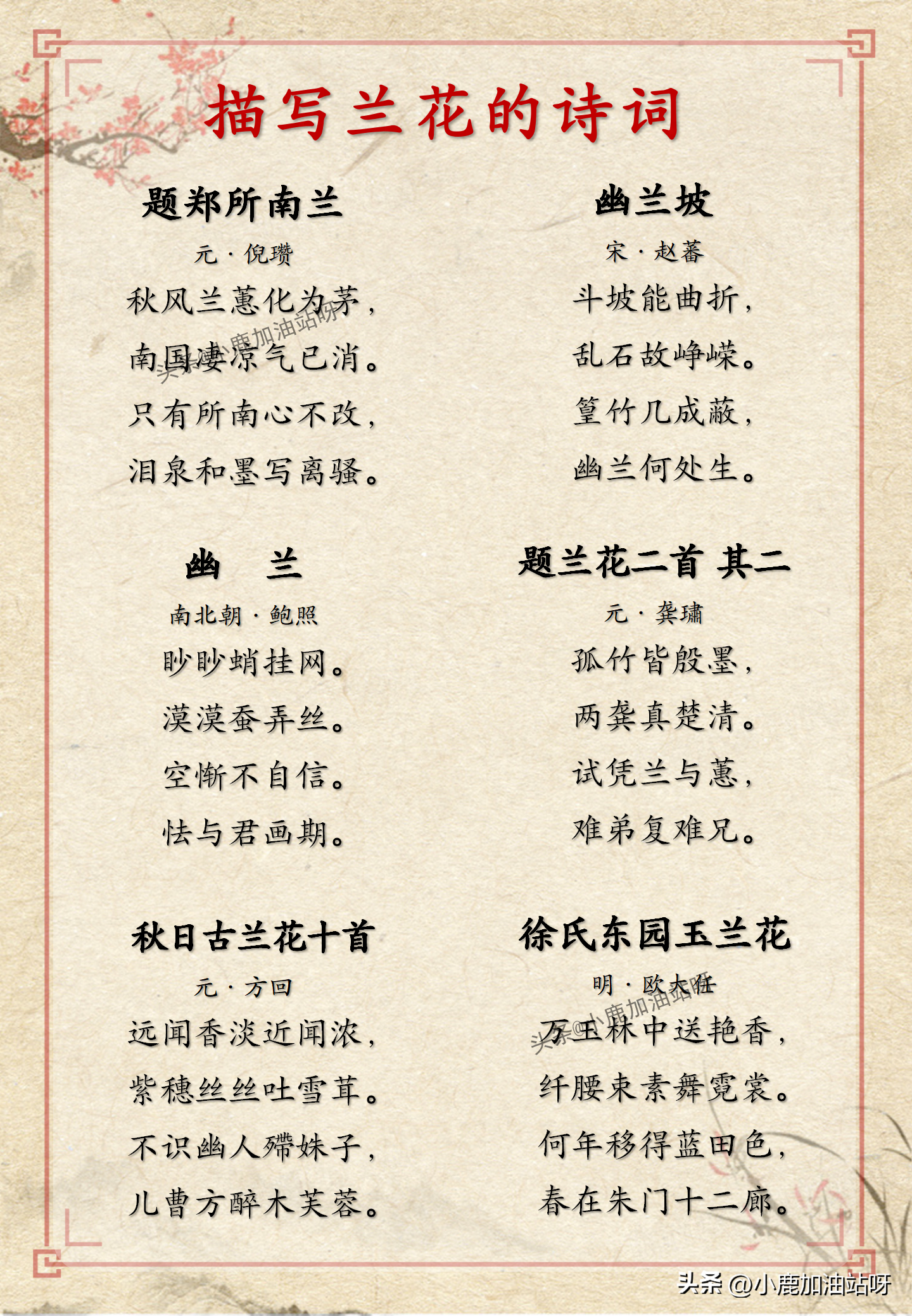 赞美兰花的诗句或名言